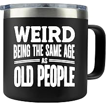 Funny Coffee Mug for Adults 14 oz Stainless Steel Insulated Travel Mug with Lid Gag Gift for Men and Women Middle Aged Humor Cup, Sarcastic and Novelty Tumbler for Birthday or Office