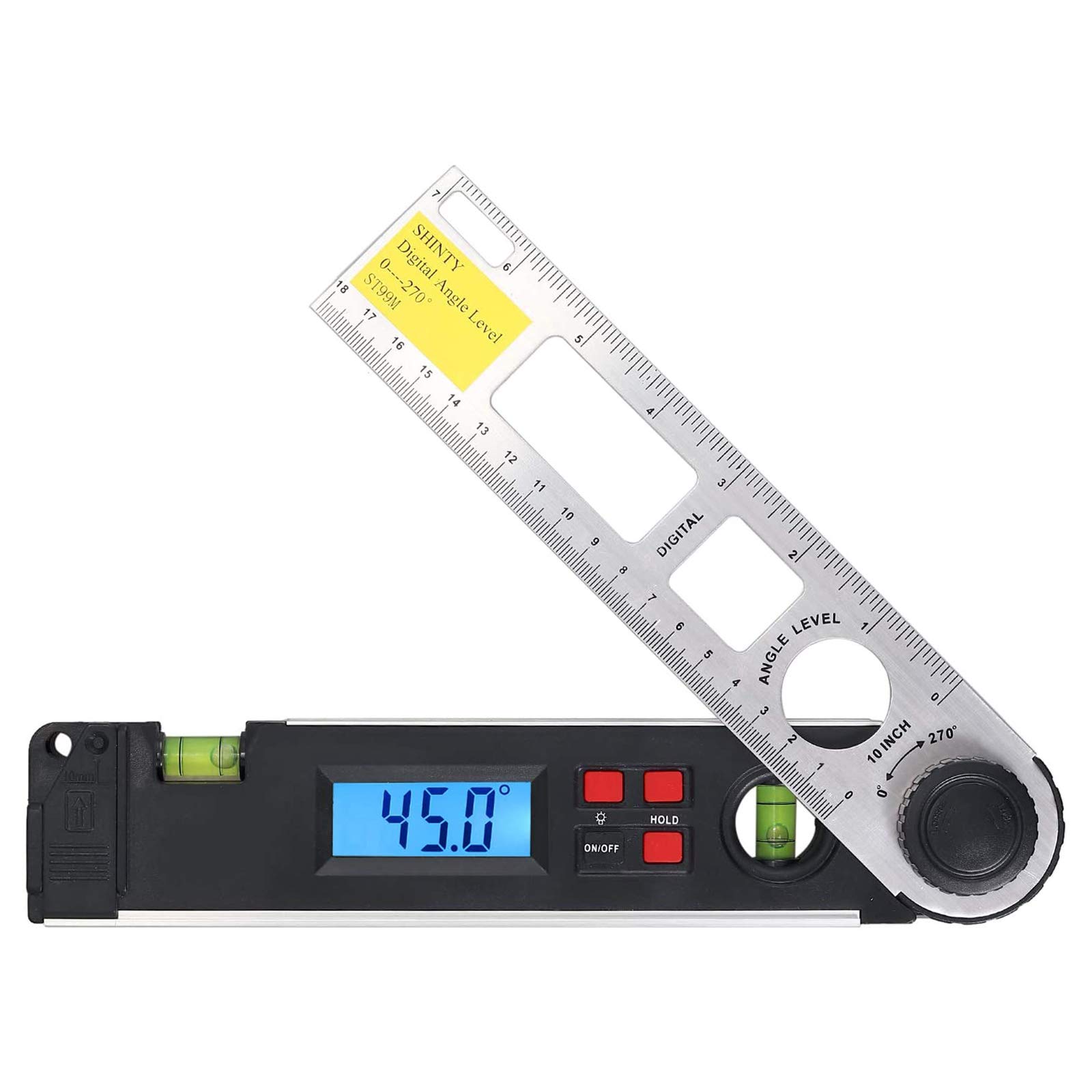 Buscador De Ángulo Digital 180Mm/7 Inch 0~270° Retroiluminado LCD Digital Inclinómetro Transportador Nivel De Ángulo Indicador Con Bolsa Portátil Para Industriales, Obras De Renovación