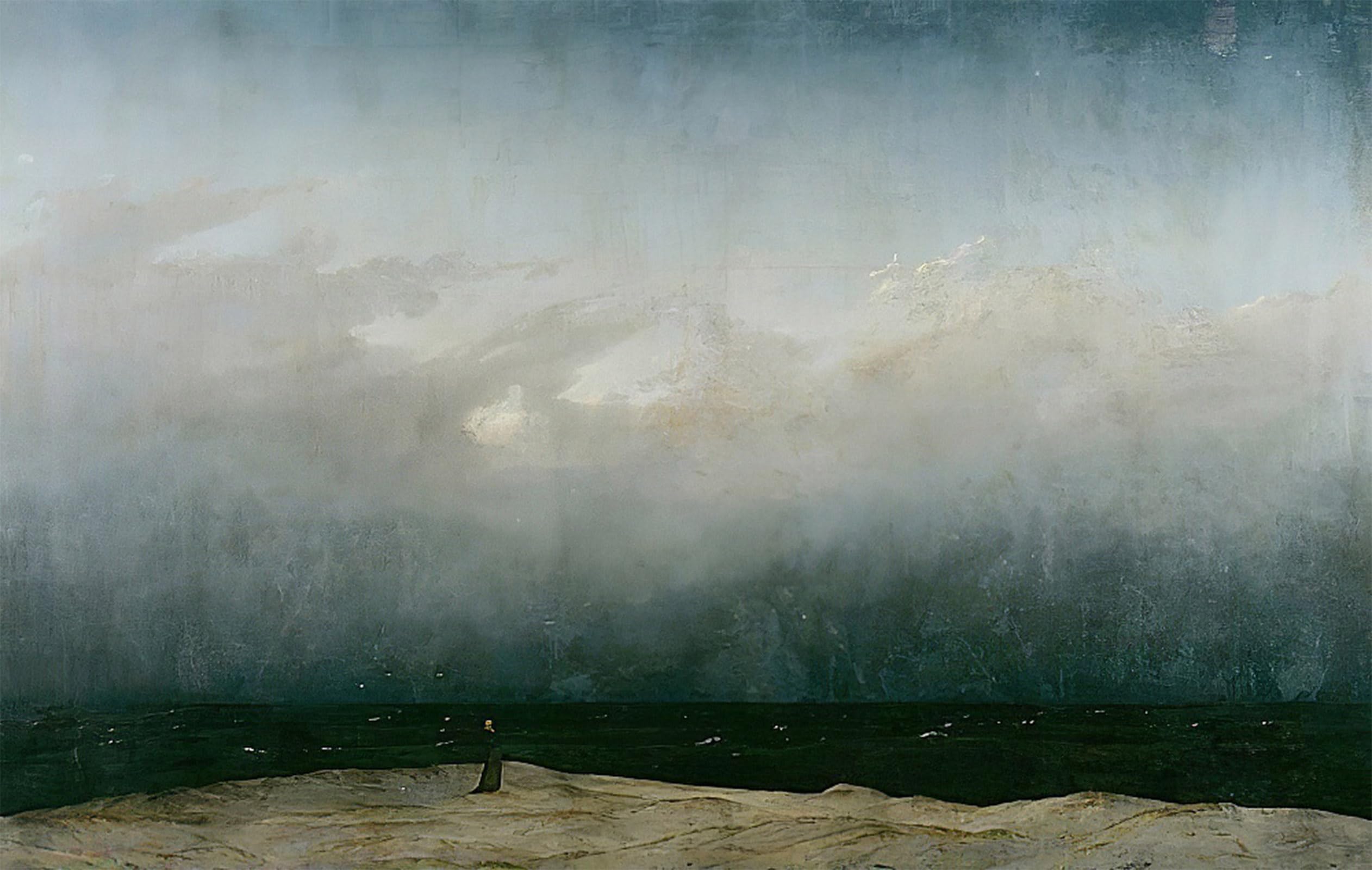 HRJUBWREE Classic Canvas Picture Art Canvas Print Modern Oil Painting The Monk by the Sea by Caspar David Friedrich Artwork on Wall for Home Decor 60x90cm