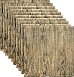 Cozylkx 10-Pack Peel & Stick 3D Wood Grain Foam Wall Panels - Self-Adhesive Wall Stickers DIY Wall Decor for Living Room, Bedroom, Kitchen