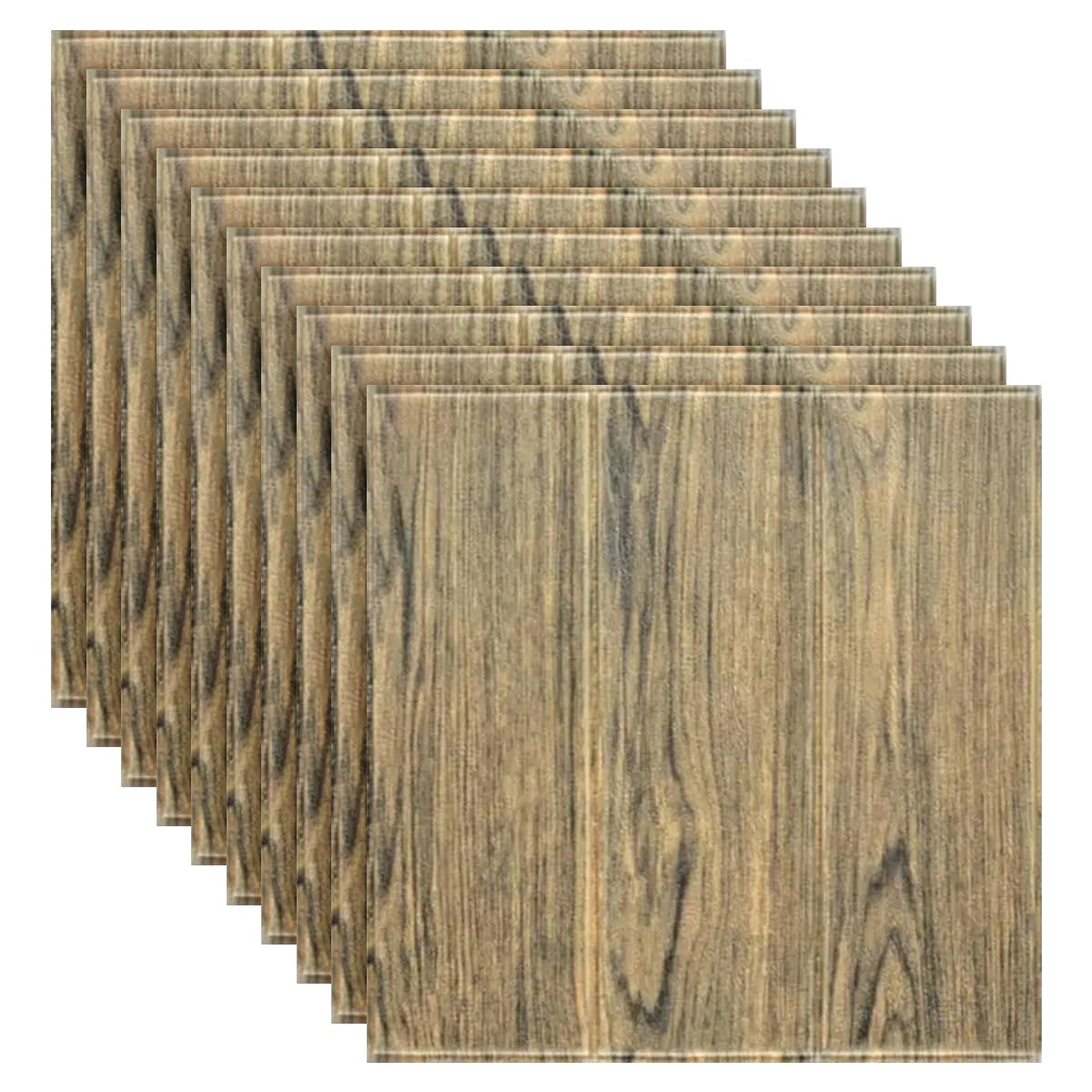 Stickers muraux 3D grain de bois jaune papier peint amovible salon chambre 10pcs