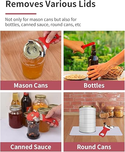 Miniatura 5 de Herramienta para abridor de tarros Mason sin abolladuras ni daños en la tapa, abrelatas manual multiusos, utensilio de extracción manual de mano