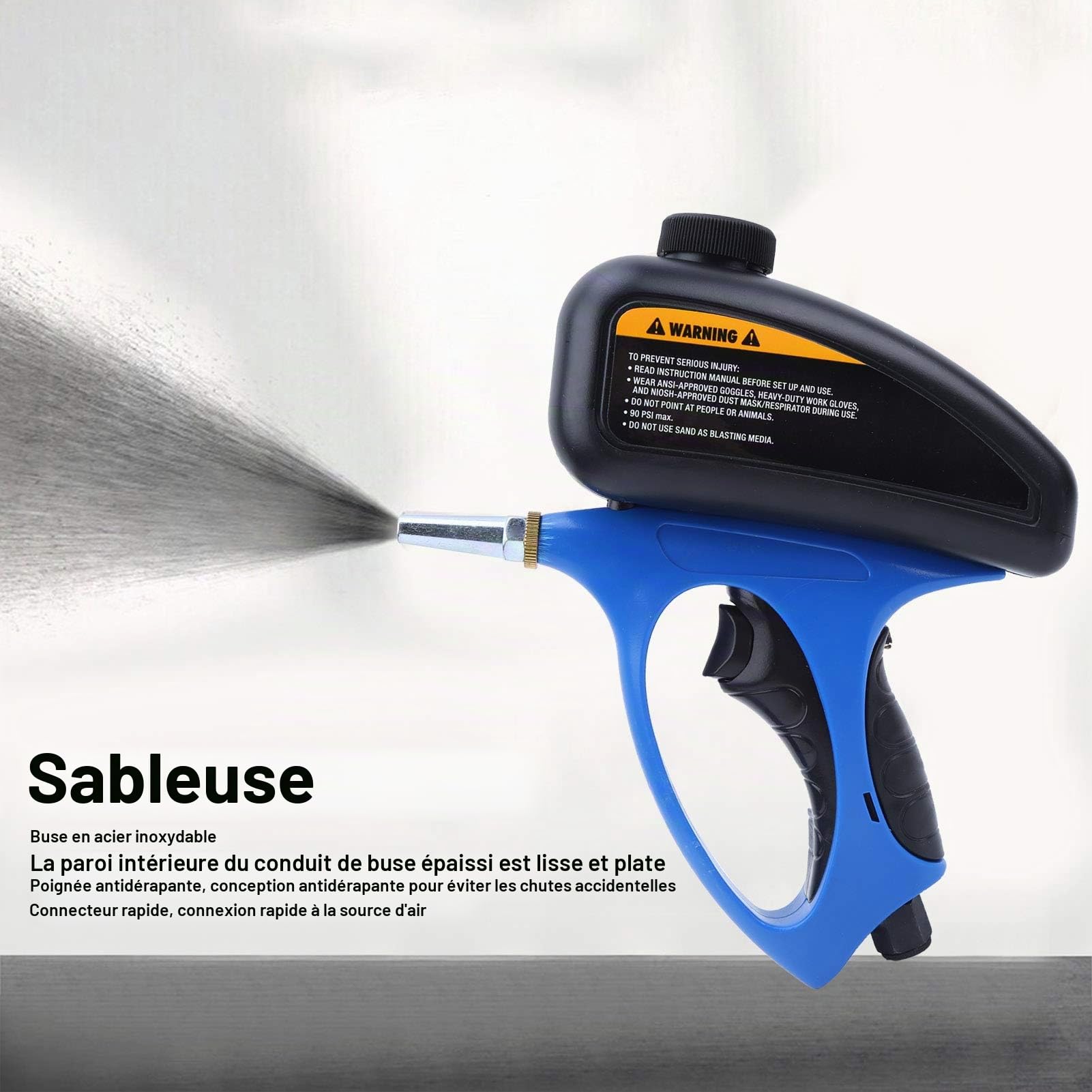 Pistolet de Sablage Pneumatique à Petite Buse, Sableuse Portable pour Décapage de Peinture, Dérouillage et Gravure sur Verre