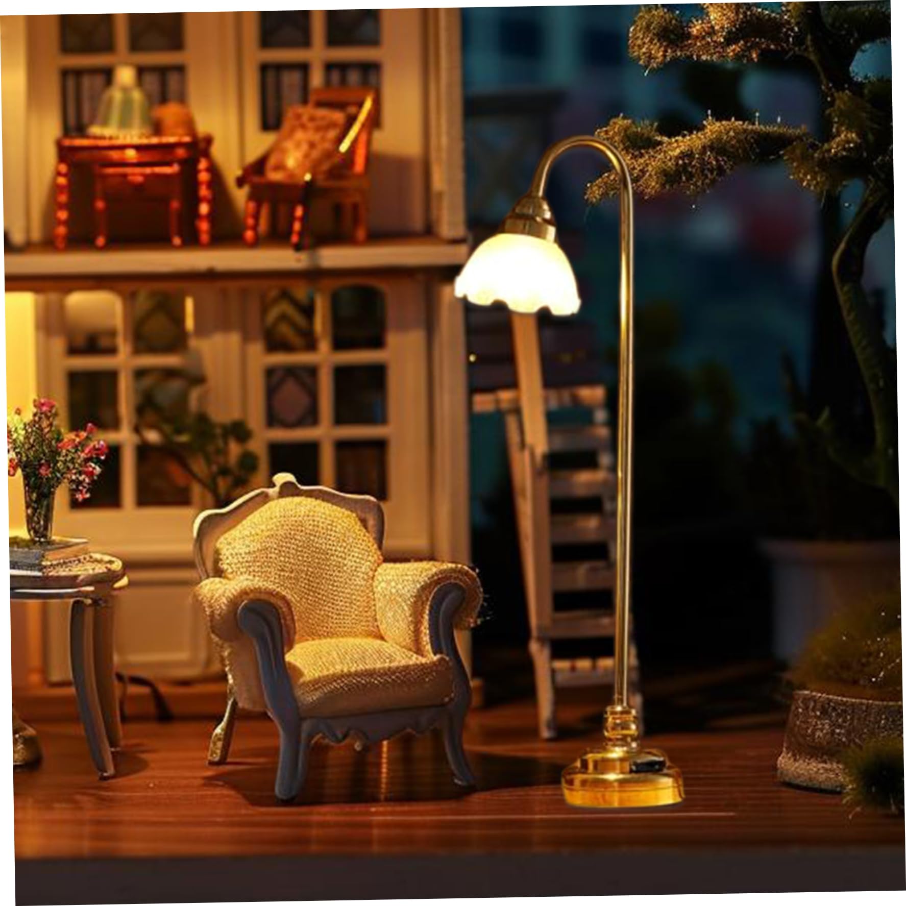Lampada in miniatura|2 luci per casa delle bambole Realistica lampada in miniatura 1/12, mini luci a LED con interruttore Illuminazione per casa delle bambole a batteria per accessori decorativi fai-
