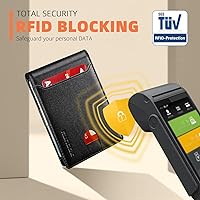 Vista 96 de RUNBOX - Carteras delgadas para hombre, cartera de piel con pinza para el dinero, cartera de bolsillo frontal con bloqueo RFID, tarjetero Negro