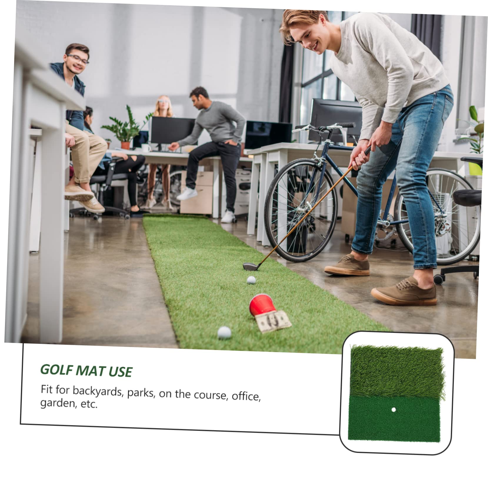 NAMOARLY Golf Swing Practice Mats Golf Pad for Practice 30x30'' Simulated Grass Mat Portable Golfing Training Equipment for Home Office or Outdoor Use