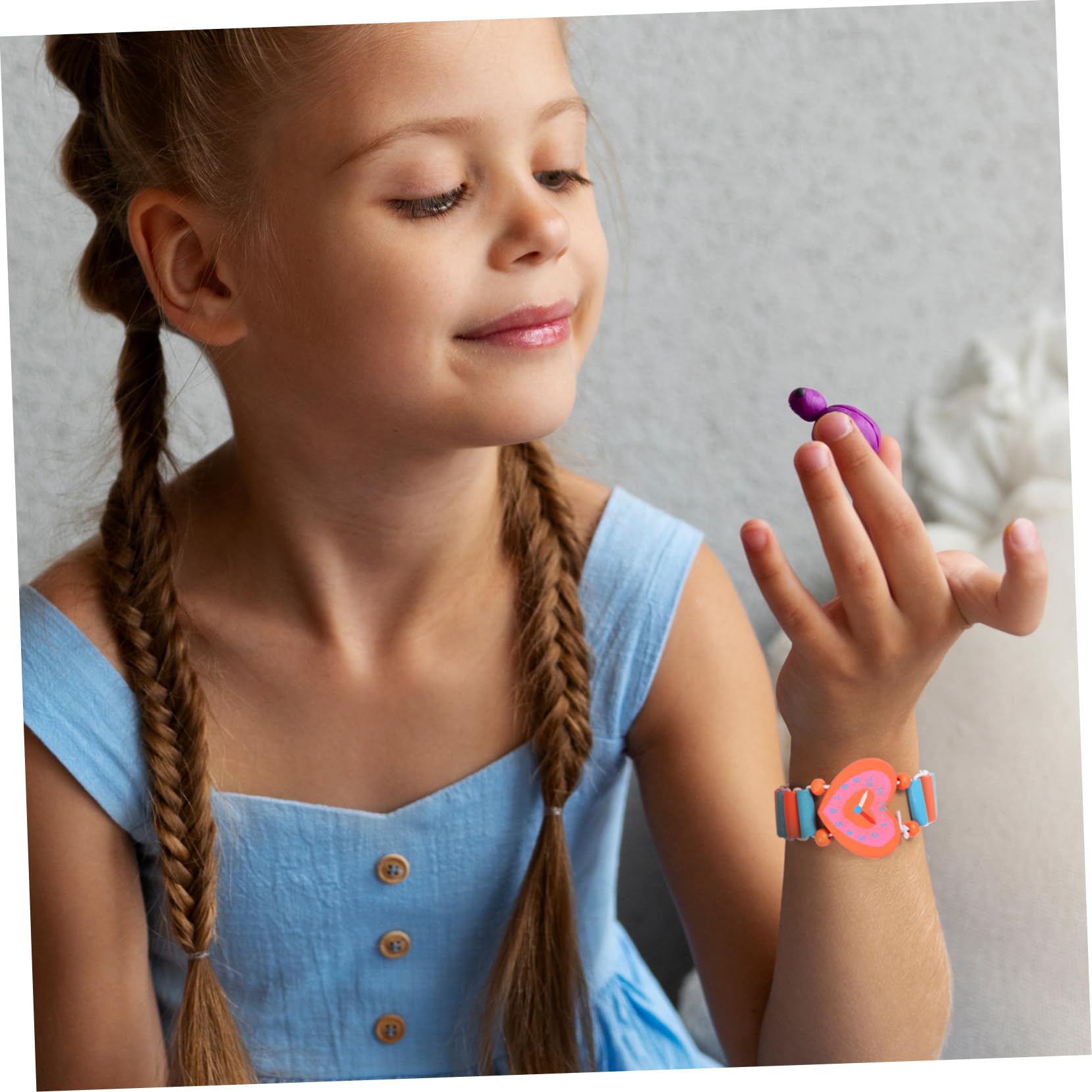 Holibanna 4 Piezas Reloj de Madera para Pulsera de Dibujos Animados Juguete Creativo