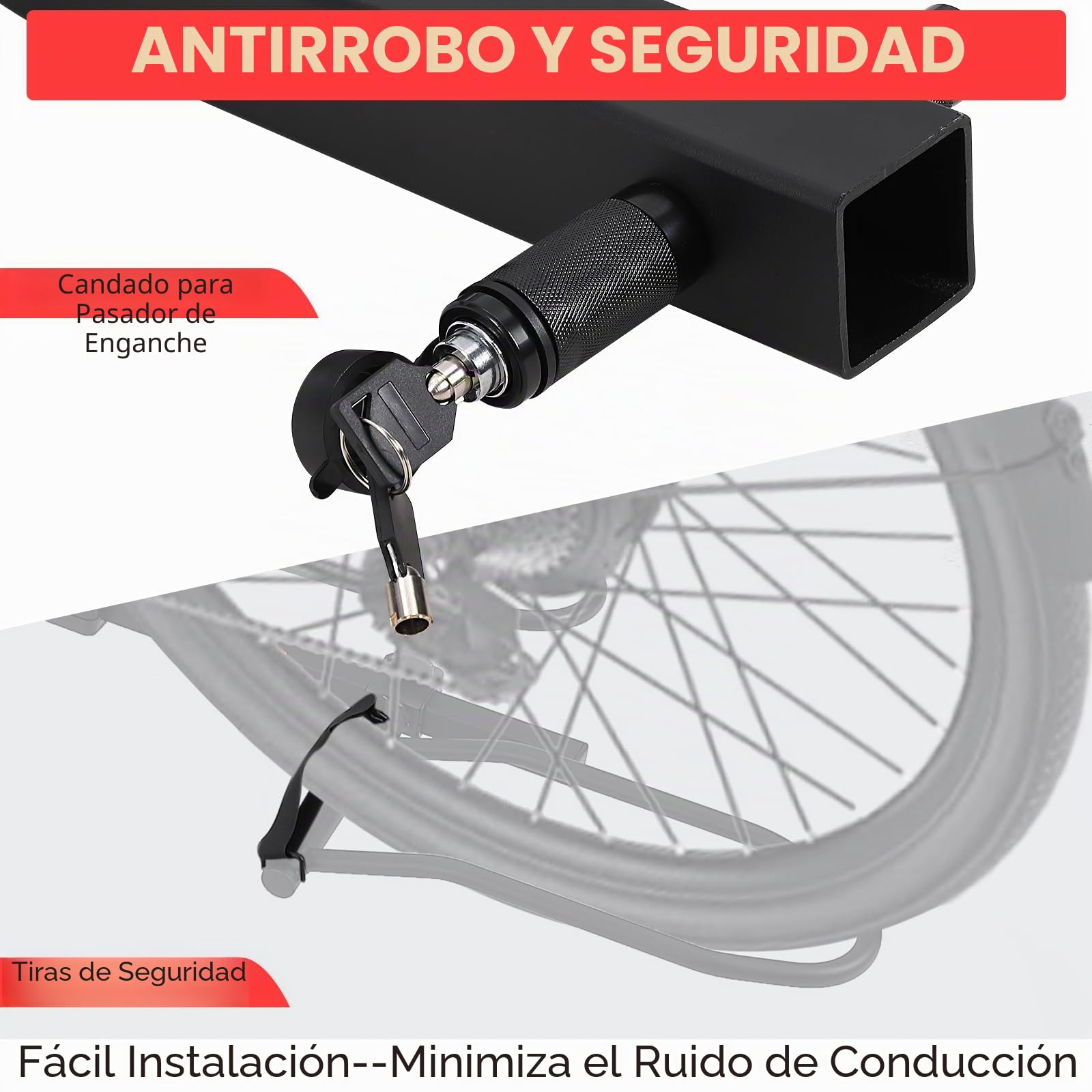 Garvee Portabicicletas Plegable de Enganche para 2 Bicicletas, Soporte para E-Bikes y Fat Bikes de hasta 180 kg, Ajuste de Neumáticos de 5.5'' con Sistema Antioscilación para Coche y SUV, Negro