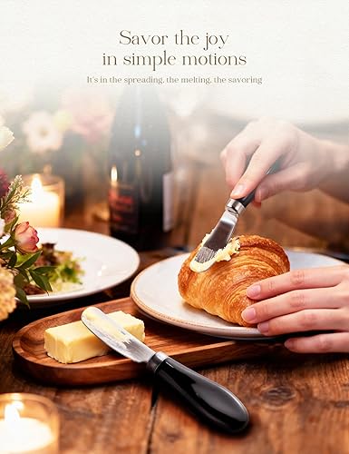Miniatura 6 de AISBUGUR Paquete de 2 cuchillos esparcidores de mantequilla de acero inoxidable, cuchillo de mantequilla con mango de porcelana blanca, cuchillos