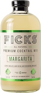 Ficks Margarita Premium Cocktail Mix (3-Pack) - Real Lime Juice & Agave Makes 10 Drinks per Bottle, All Natural, Low in Sugar & Calories - Perfect with Tequila or Mezcal