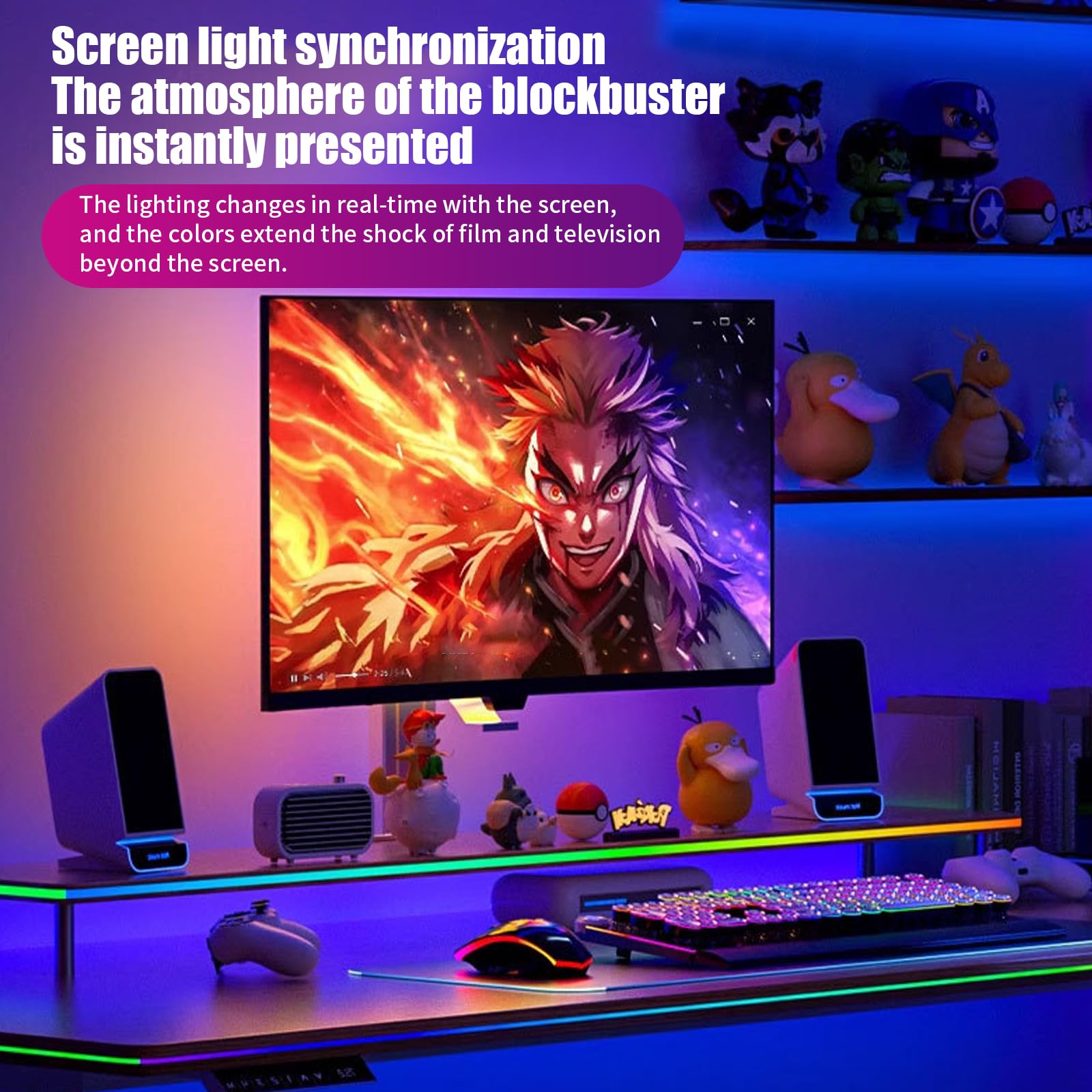 Striscia LED neon 5050, striscia LED RGB fai da te, striscia luminosa al neon, retroilluminazione PC, sincronizzazione con colore dello schermo, illuminazione LED USB (per monitor Pc da 34