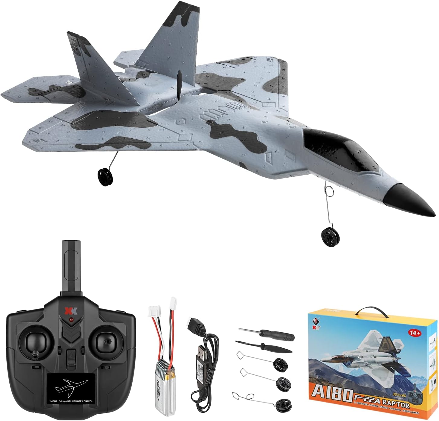 WLtoys A180 RC Plane, 3 Channels Remote Control Airplanes with 3D/6G Axis Gyro System, Adjustable Rudder,Outdoor 2.4Ghz RTF RC Jet for Adults with Brushless Motor