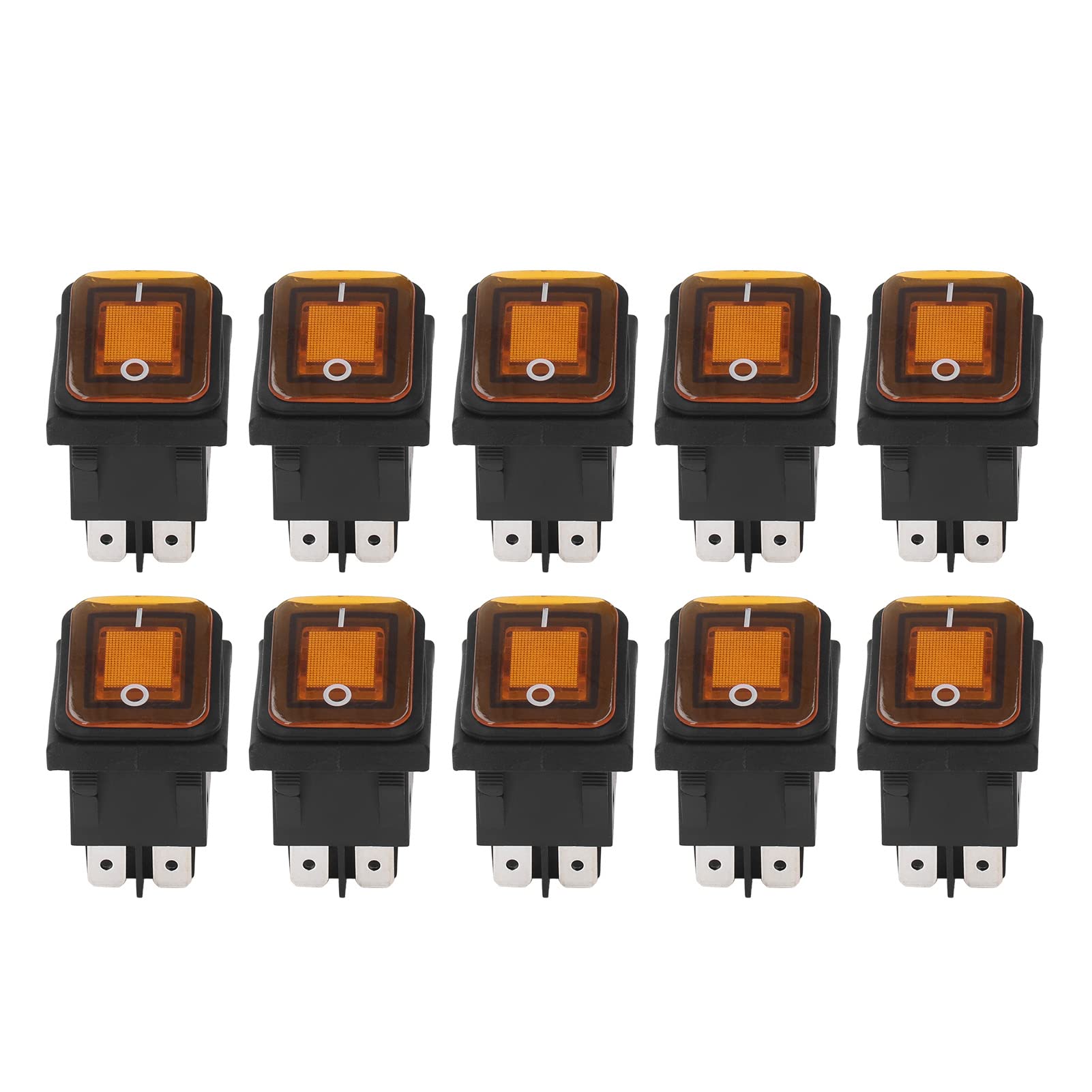2 Posizioni Interruttore a Levetta Roccioso, 30A AC 125V 250 V con Luce a LED, 4 Perni, per Barca (Arancia)