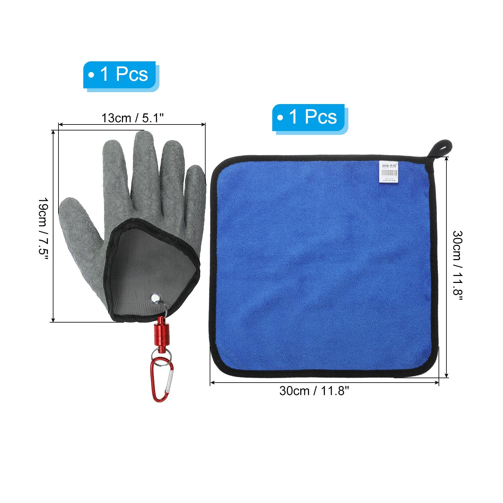 PATIKIL Fishing Gloves With Alloy Magnet Release Towel Fisherman Professional Catch Fish Gloves Non-Slip Puncture Resistant Glove for Handling Catching Cleaning Grey(Right) - Image 2