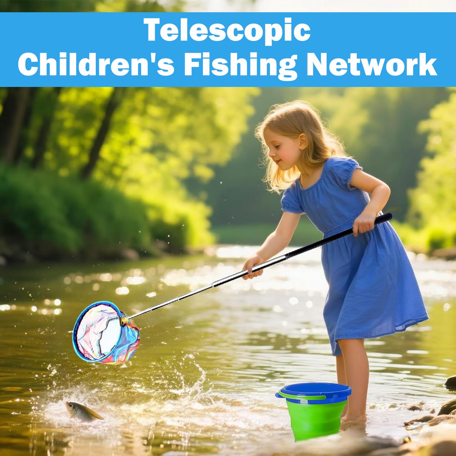 Red de Acero al Carbono Red de Pesca Cazamariposas, Redes Telescópicas Pesca Red Niños de 52 a 88 CM Adecuada para Atrapar Insectos, Pescar, Nadar en la Piscina, Actividades al Aire Libre, Etc