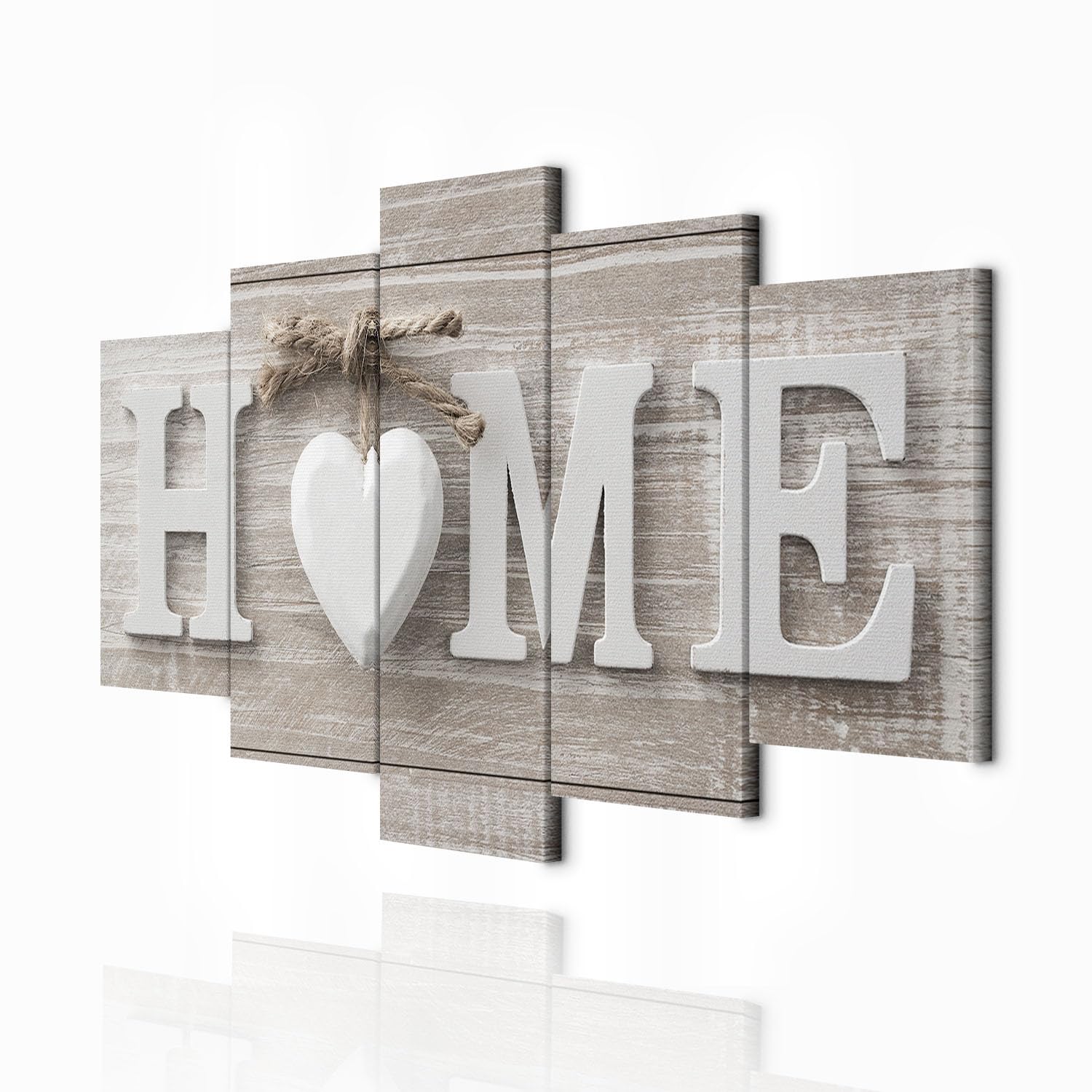 decomonkey Wandbilder Home Haus 200x100 cm XXL 5 Teilig Leinwandbilder Herz