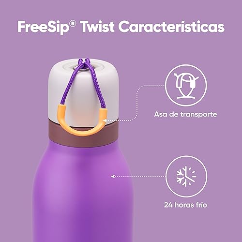 Miniatura 2 de Botella de agua aislada Owala FreeSip Twist de acero inoxidable con pajita para deportes y viajes, sin BPA, 24 onzas, PúrpuraPúrpura (California