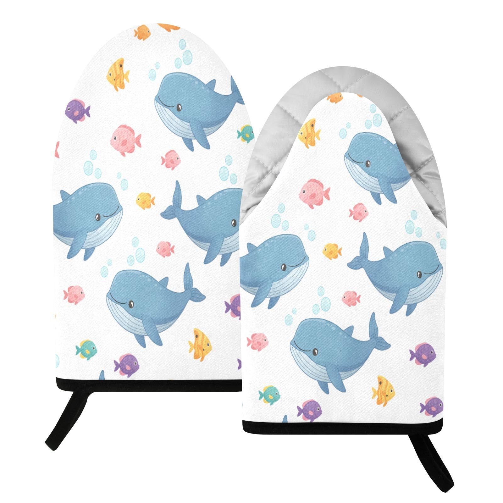 BURSTDDY Cartoon Whale Oven Mitt,Heat Resistant Kitchen Mitts for Cooking