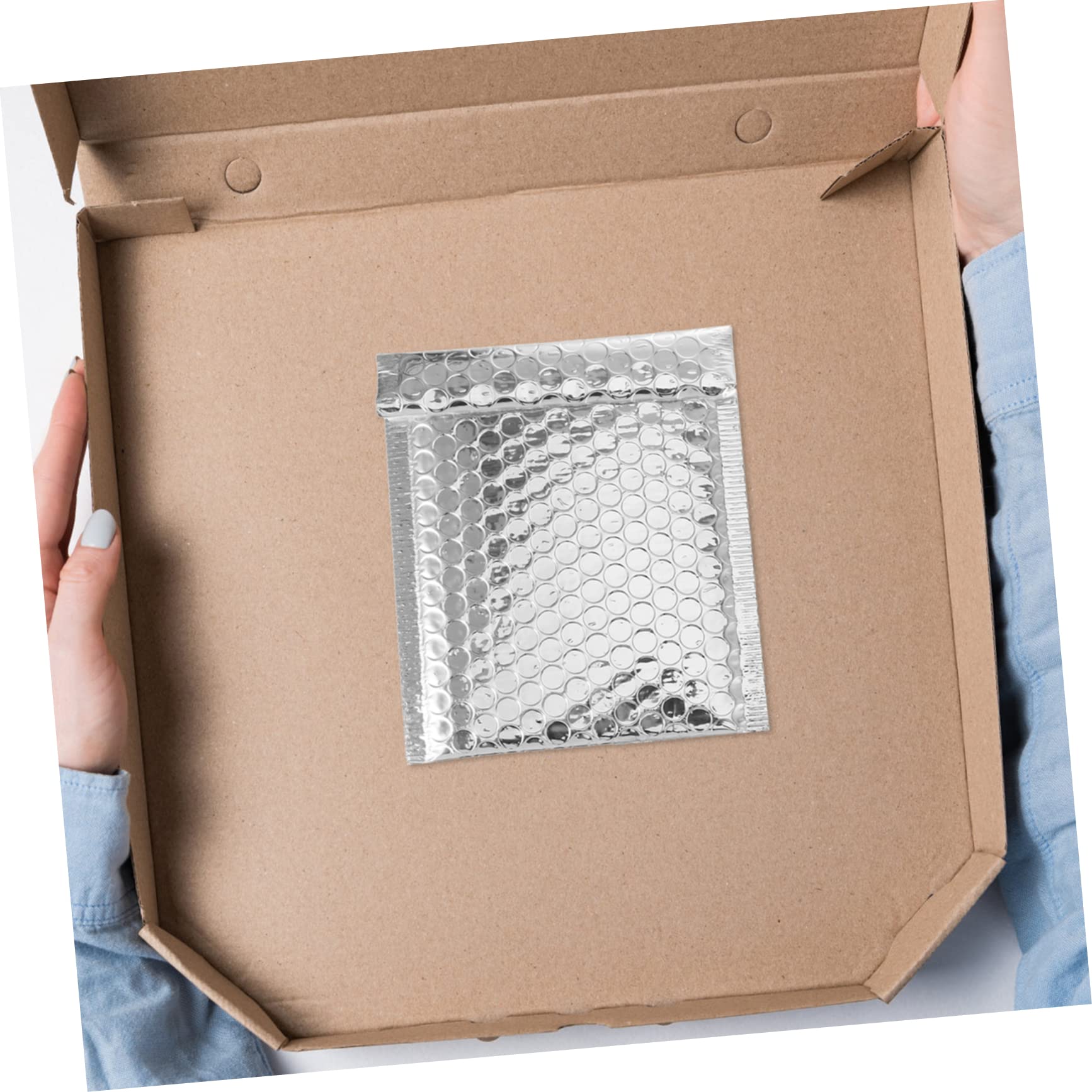 Operitacx 100 Pezzi Buste Imbottite Argento Autoadesive in Makrofol Laminato Chiusura Stagna per Uffici e Negozi Buste per Spedizioni Resistenti e Protettive