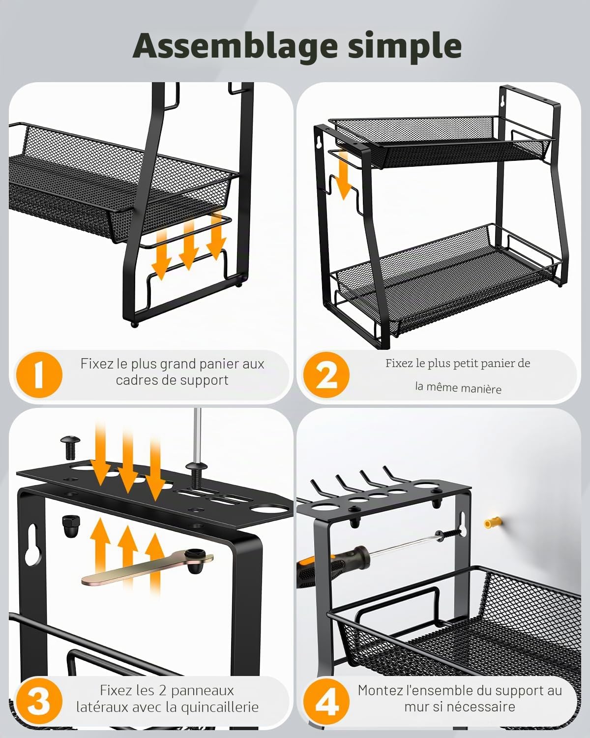 Pawfly Organisateur Outils Aquarium Accessoire Métal Démontable Rangement Outils Aquascaping pour Terrariums Bacs à Crevettes et Aquariums Plantés Support Outils Entretien Aquarium Étagère