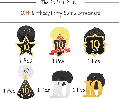 Miniatura 41 de LINGTEER Happy 65th Birthday Decorations Set - 12Pcs Black & Gold Swirls Streamer,Happy Birthday Bunting Banner,Cheers to 65 Years Old Bday Party