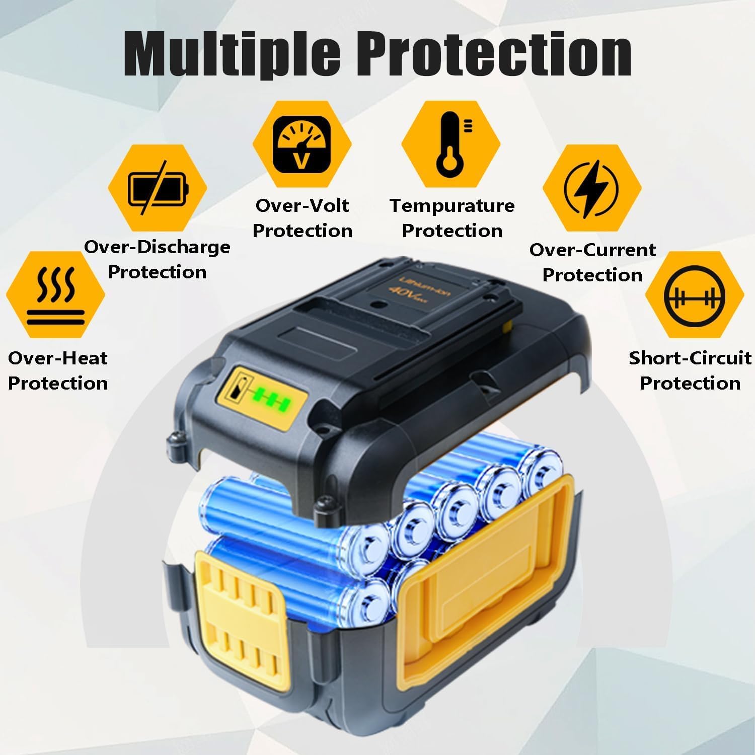 FSKE 5.0Ah Replacement for Dewalt 40V Battery DCB404 DCB406 DCB407 DCB114 - Compatible with Dewalt 40 Volt Max Power Tools