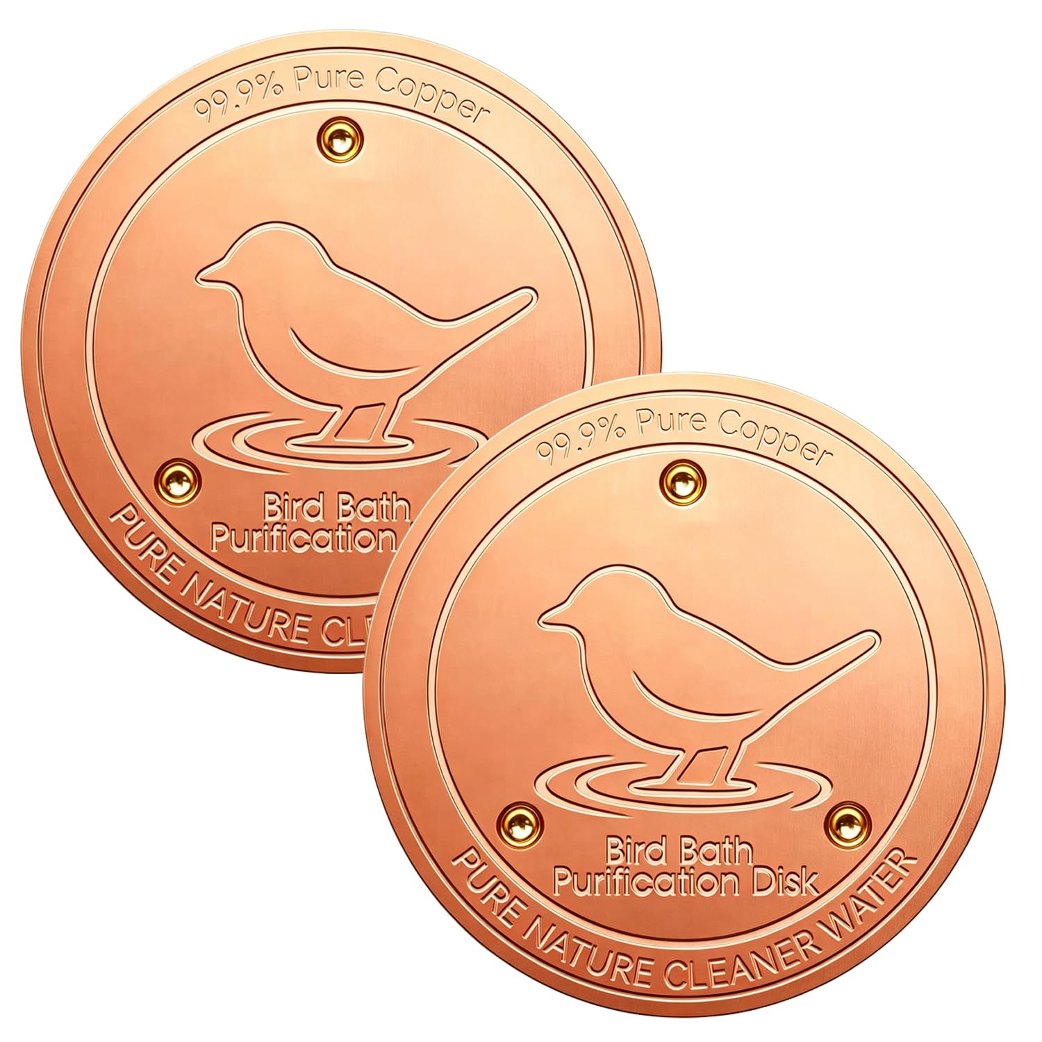 Pure Copper Bird Bath Disk 2PCS, Natural Water Freshener for Outdoor