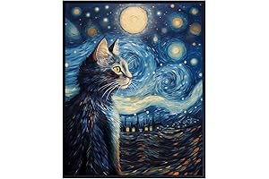 Black Cat Starry Night: A Purr-fect Canvas of Feline Fantasy