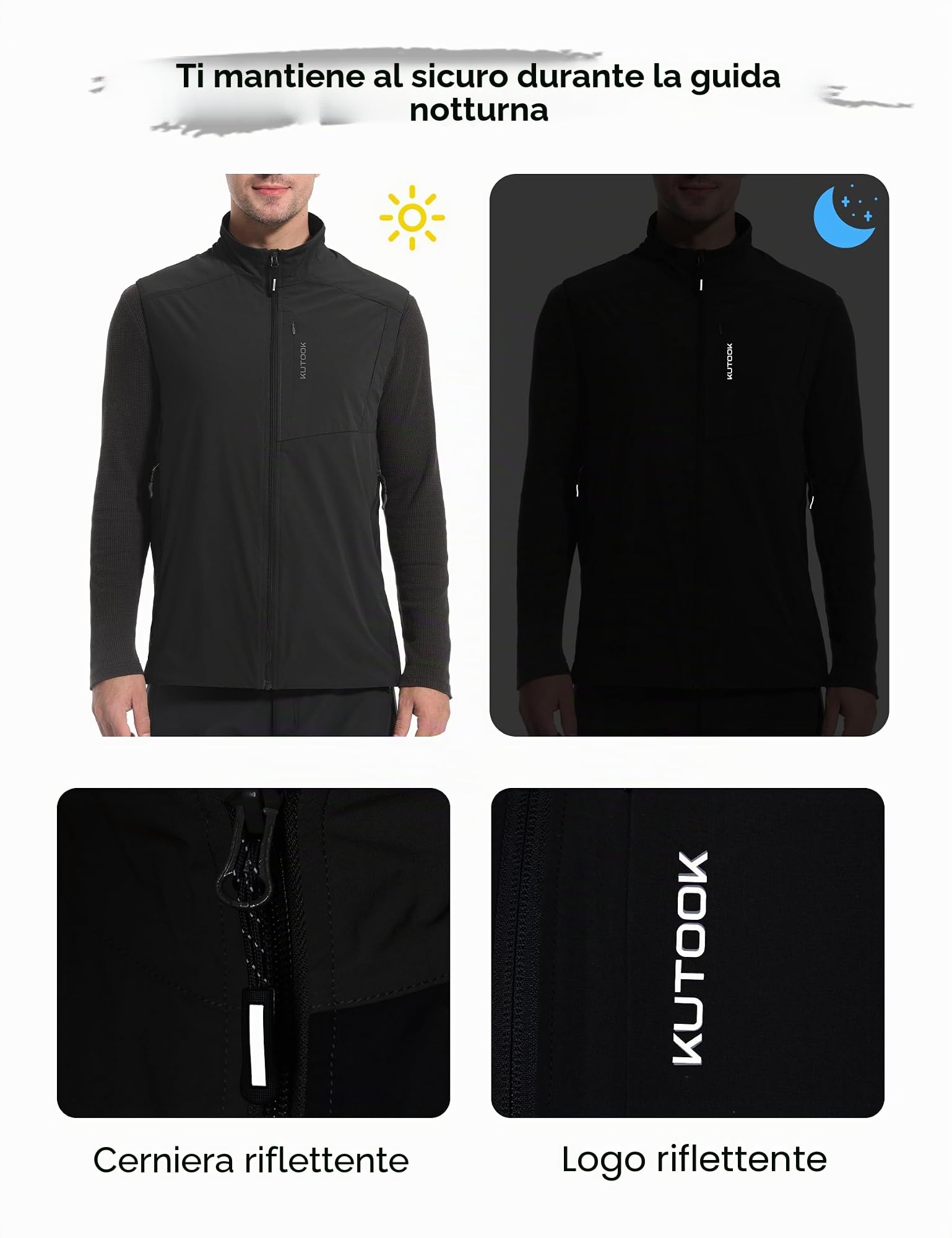 KUTOOK Gilet Uomo Invernale Gilet Uomo Sportivo Gilet in Pile Softshell Trekking Gilet da Golf Antivento in Fodera per Montagna Escursionismo Ciclismo e Altre Attività Outdoor