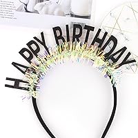 Vista 4 de CIEHER Diadema de corona de cumpleaños para mujeres y niñas, tiara con decoraciones - negro