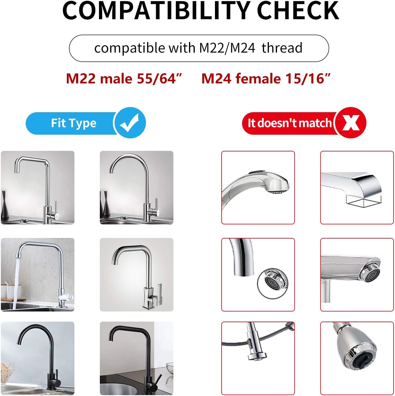 MGDC Touchless Faucet Adapter for Kitchen and Bathroom,Compatible with Male 55/56" Female 15/16",Smart Faucet,Sensor Faucet,Automatic Faucet,Motion Faucet,Touchless Kitchen Faucet - - 