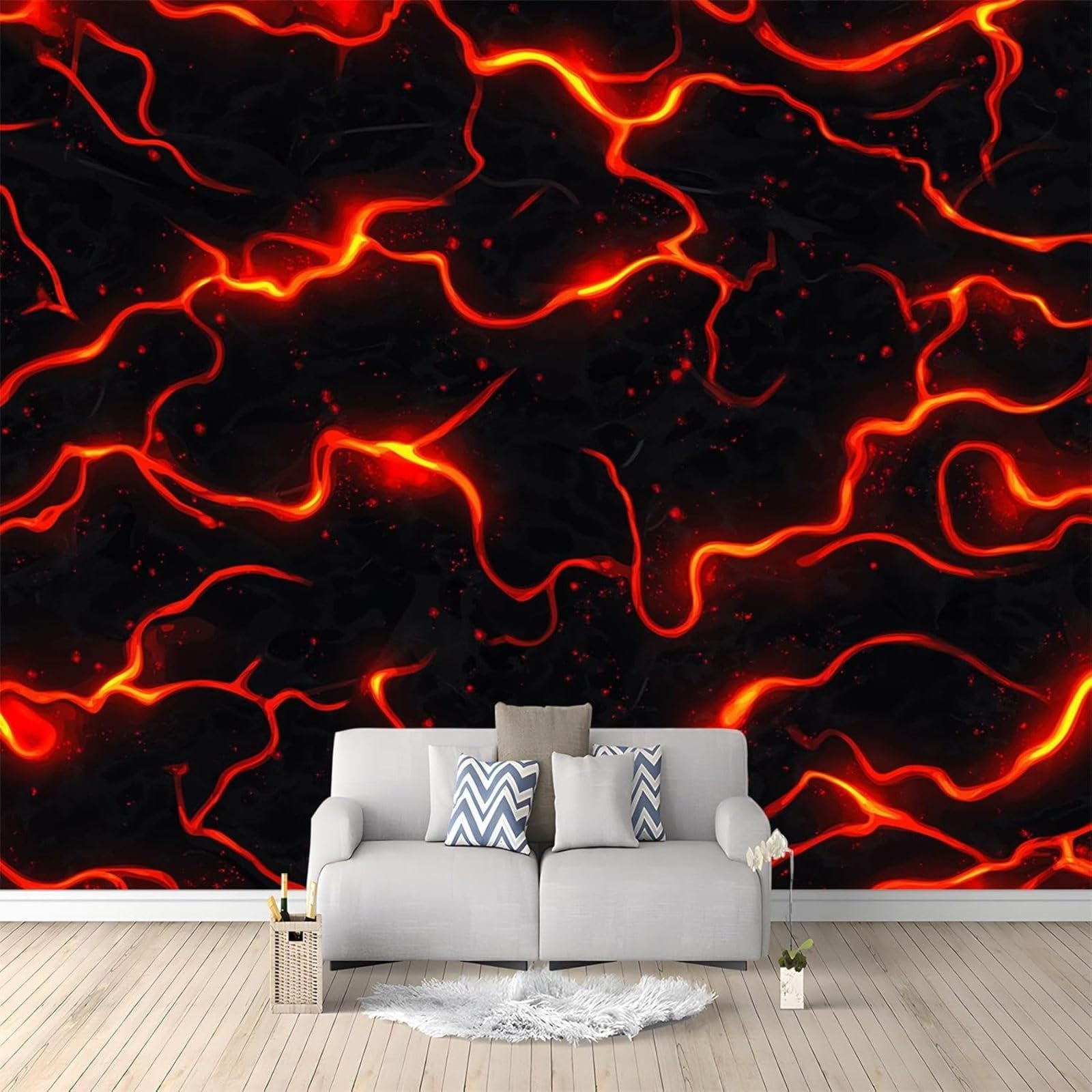 350cm x 256cm Photo Wallpaper with Flame and Lava Texture