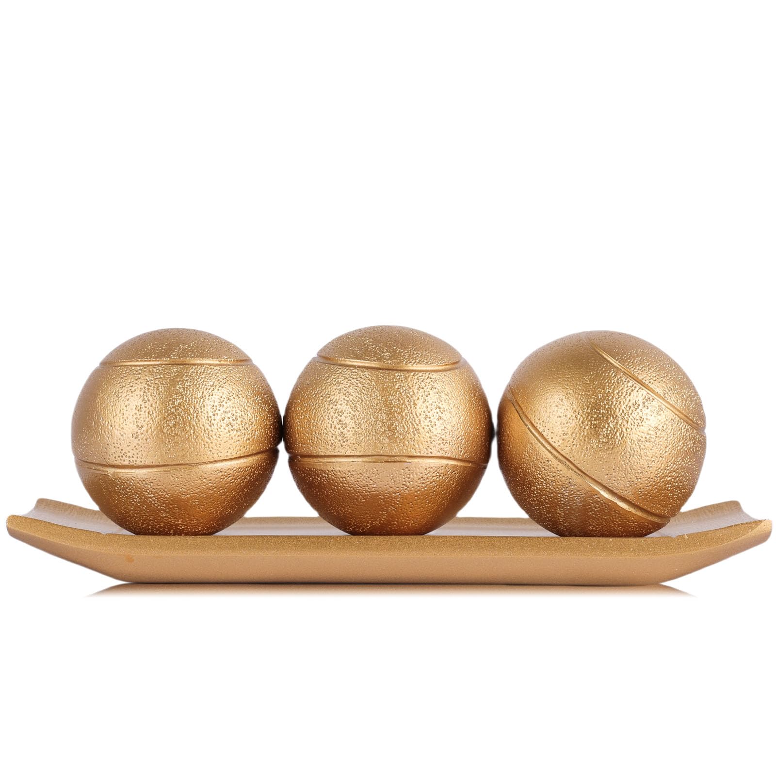 Boules décoratives dorées pour meuble TV afin de décorer le salon