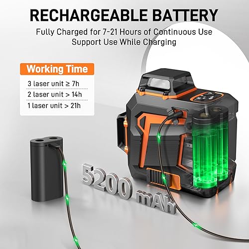 Miniatura 4 de Nivel láser 360 autonivelante de línea verde herramienta de nivel láser de pared receptor de soporte de succión de 100 pies láser de línea para