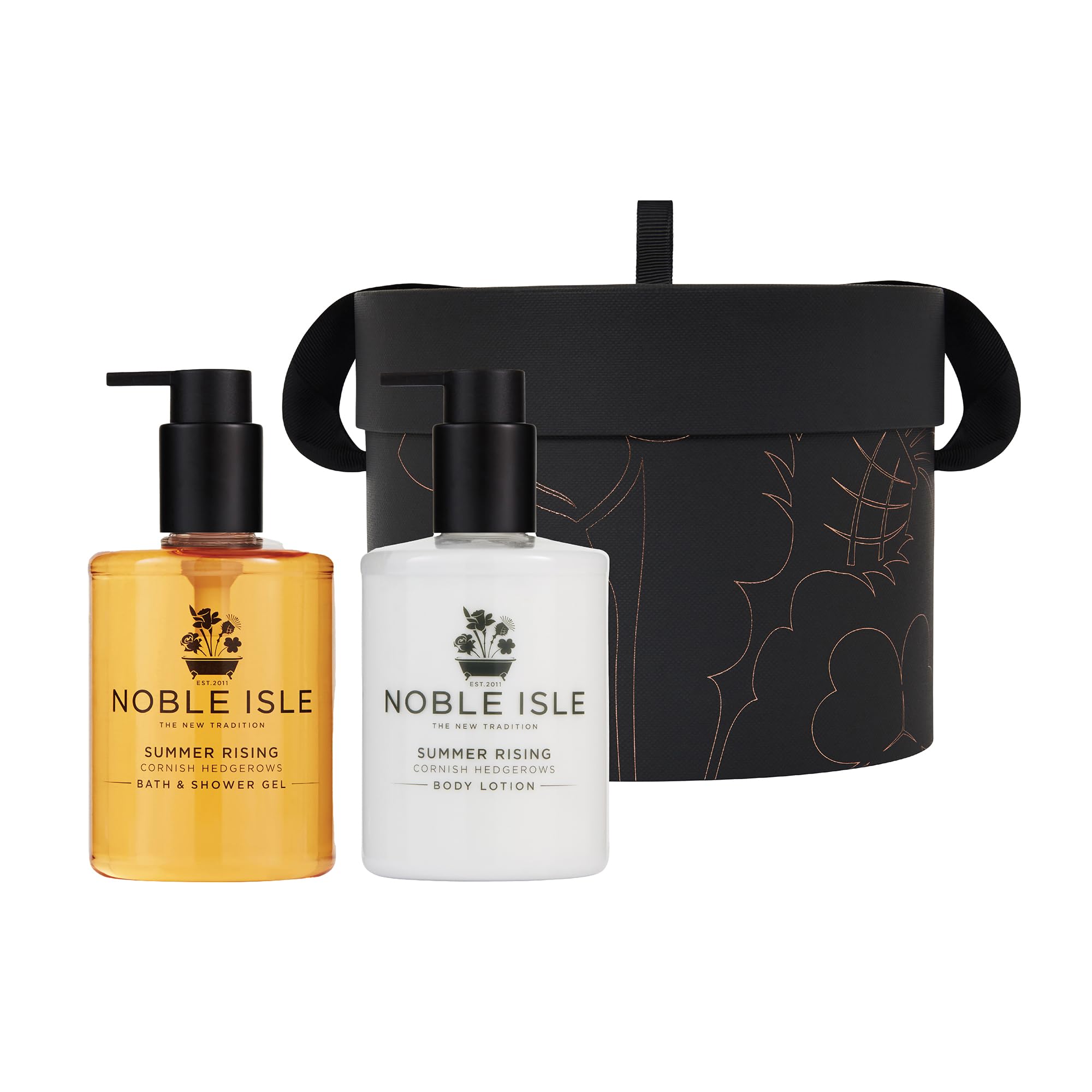 Noble Isle Geschenkset | Luxus-Summer Rising Duschgel- & Körperlotion-Duo-Geschenkset für Damen & Herren | Vegan-freundlich, echtes Parfüm, Britain in a Bottle |– 2 x 250 ml.