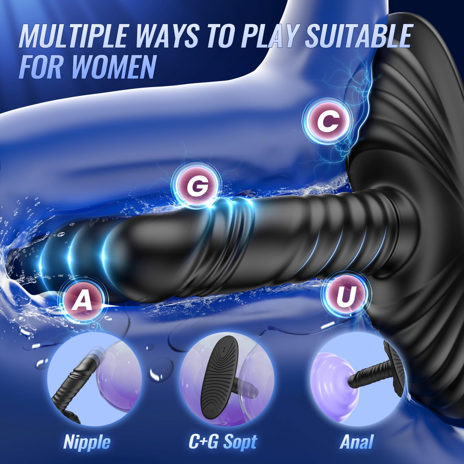 Prostate Massager Anal Dildo Anal Toys, BEISAR Grinder Butt Plug Male Sex Toys for Men Women Sex Toy Adult Toys 9 Vibrating 3 Thrust, Anal Plug G Spot Vibrator Ride Anal Beads Strapless Strap-On Dildo: Jet-black