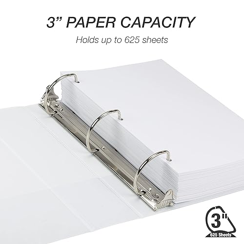 Vista 422 de Samsill Carpeta duradera de 1.5 pulgadas, fabricada en los Estados Unidos, carpeta de anillos en D, carpeta transparente personalizable, color Negro