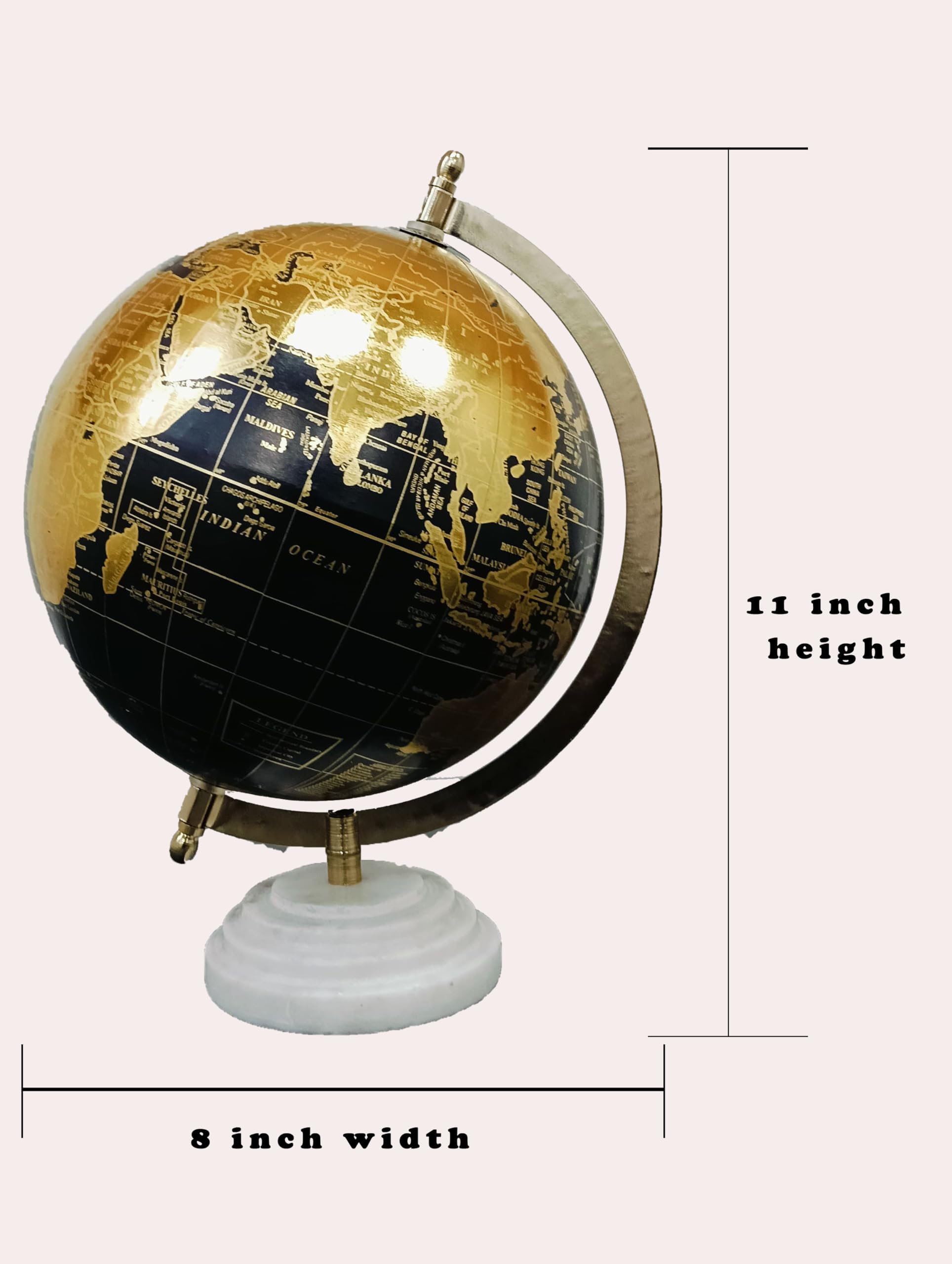 Cosmic Globe Exports Rotating World Globe 8 Inch with Metal Arc and Marble Stand for Home Décor, Office Decor and Decorations items,Study Table decor Items, Birthday, Party Gifts and Anniversary. 1