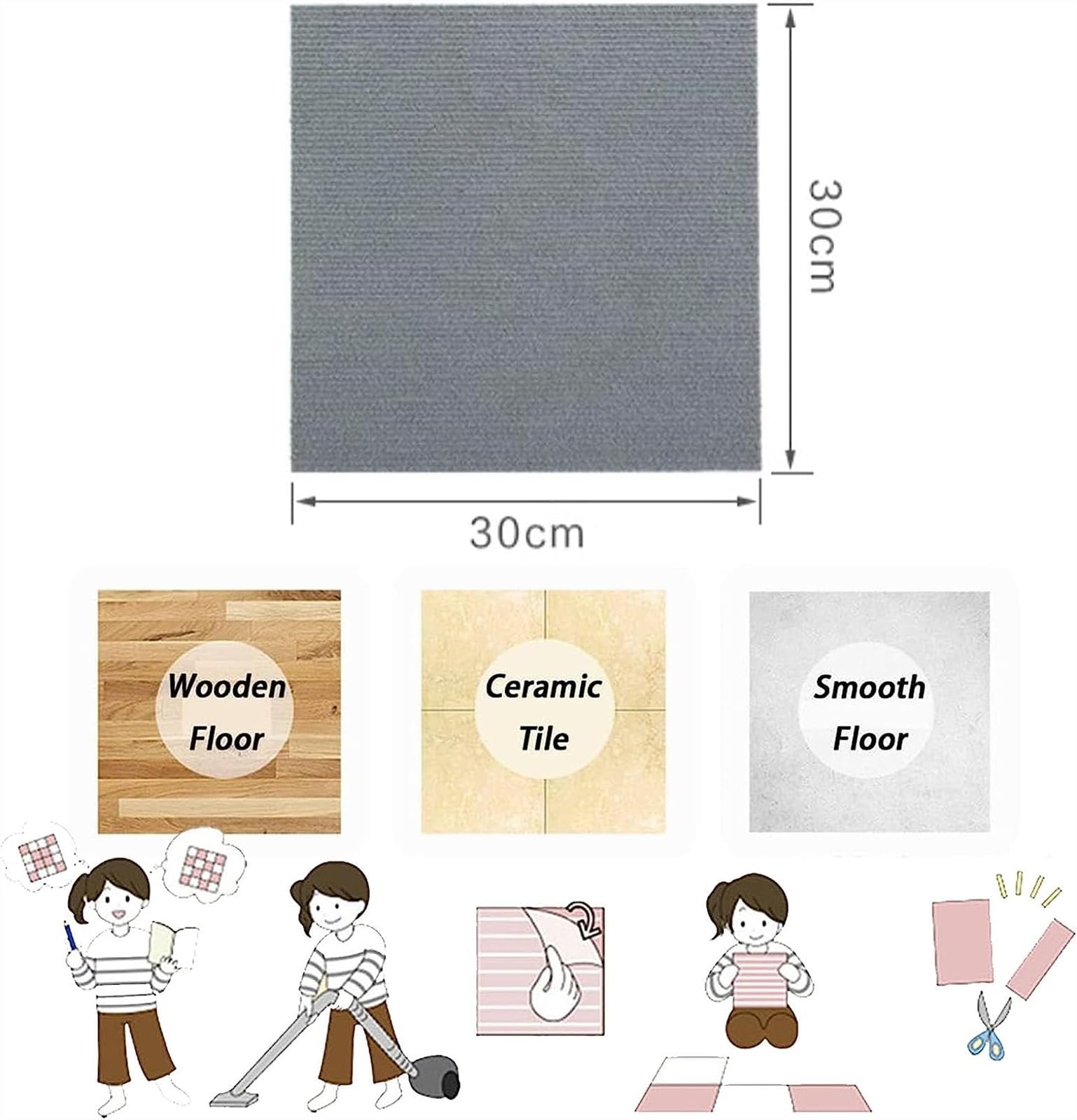 dalles de moquette, Carreaux de moquette auto-adhésifs, tapis d'épissure, carrés lavables(Light Green,15pcs)