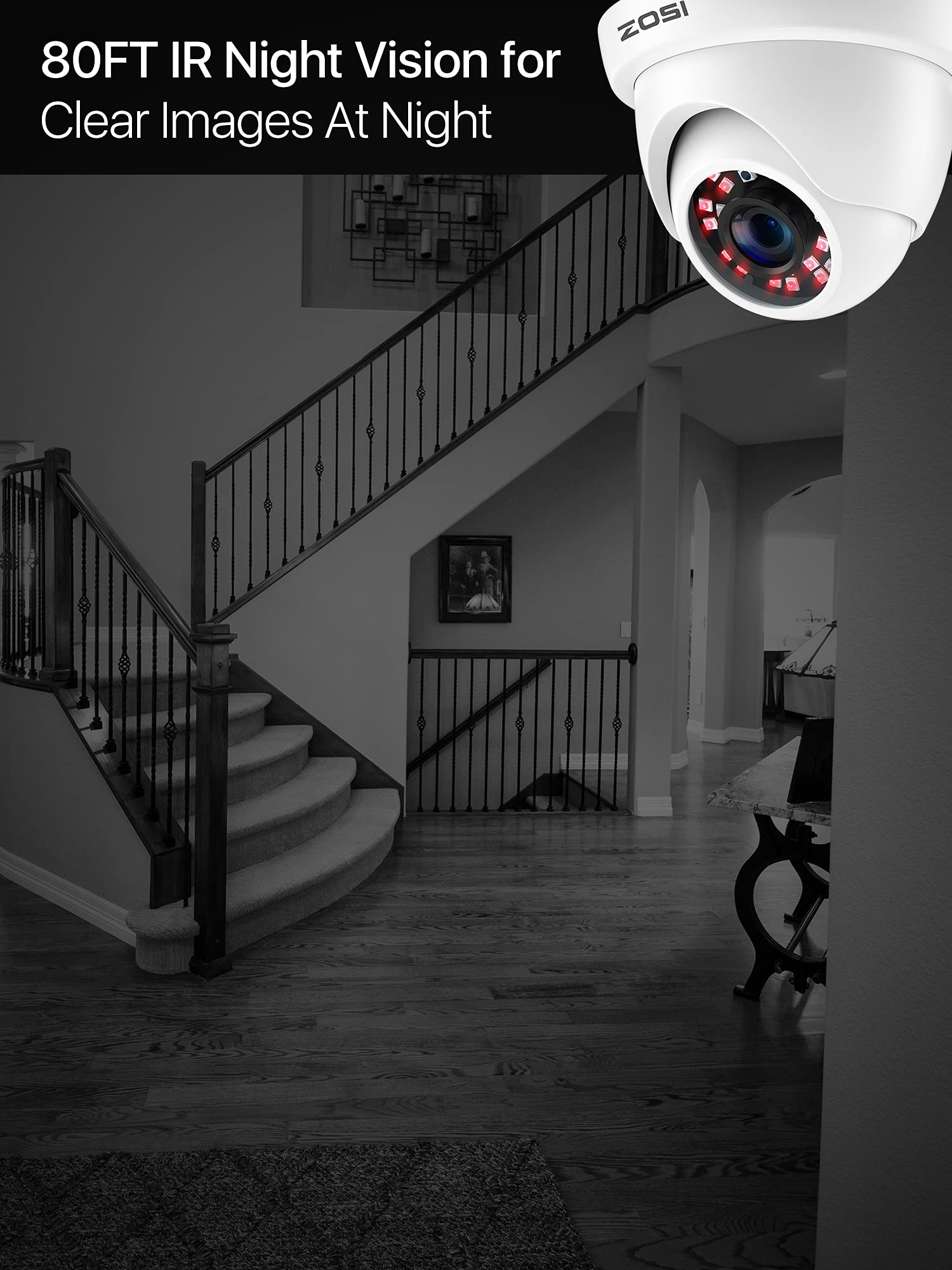 ZOSI 1080P Kit de Cámaras de Seguridad 8CH H.265+ Grabador DVR con (8) Cámara de Vigilancia Exterior, sin Disco Duro, 20m Visión Nocturna, Alarma de Movimiento, P2P