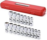Vista 1 de MIXPOWER Juego de 17 piezas de 3/8" de accionamiento universal de junta universal, de 6 puntas, SAE y métrico, de 10-19 mm, de 3/8"-3/4", enchufe