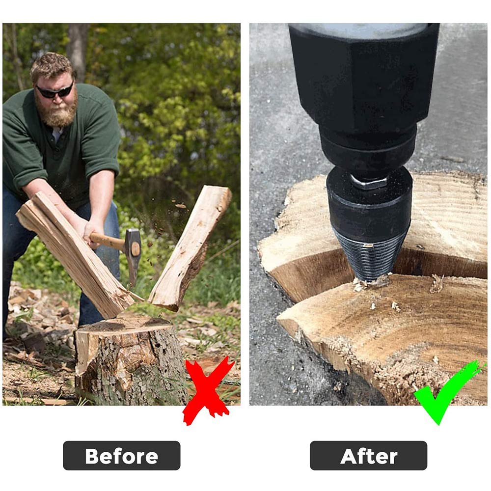 Log Splitter Luqeeg 5-Piece Wood Splitting Drill Bit Set - 90 Degree ...