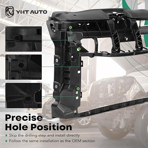 Miniatura 8 de YHTAUTO Repuesto del conjunto de soporte del radiador para Volkswagen Beetle 2012-2019, solo hatchback, soporte del núcleo del radiador, repuesto