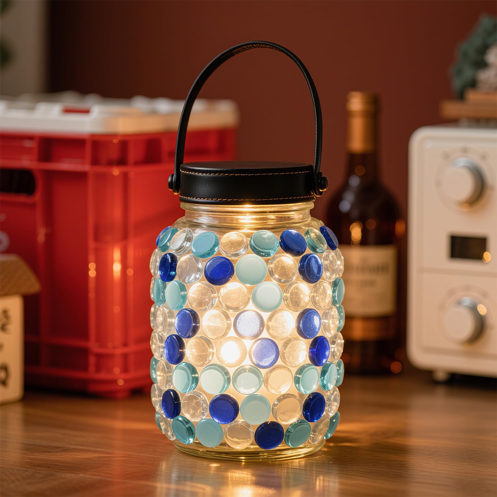 PINGEUI Lot de 500 galets en verre pour vases, petits galets décoratifs en verre transparent et bleu mer de 17 à 19 mm pour vase, aquarium, pot de fleurs, décoration d'aménagement paysager