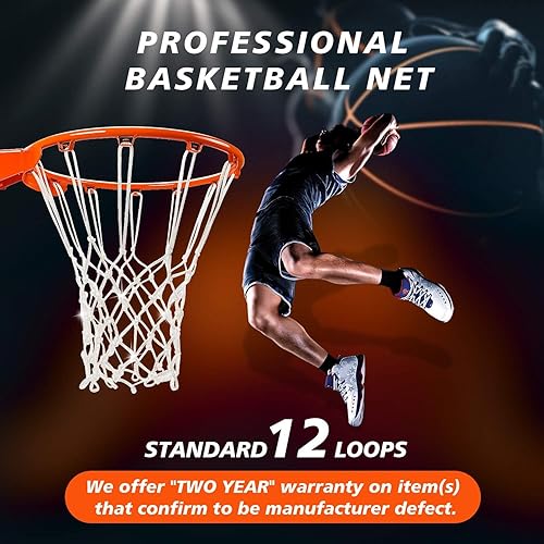 Miniatura 6 de PSLER Basketball net Outdoor, Basketball Hoop net White Standard Basketball net Measures 22 inches and has 12 Loops, suitables for Indoor and