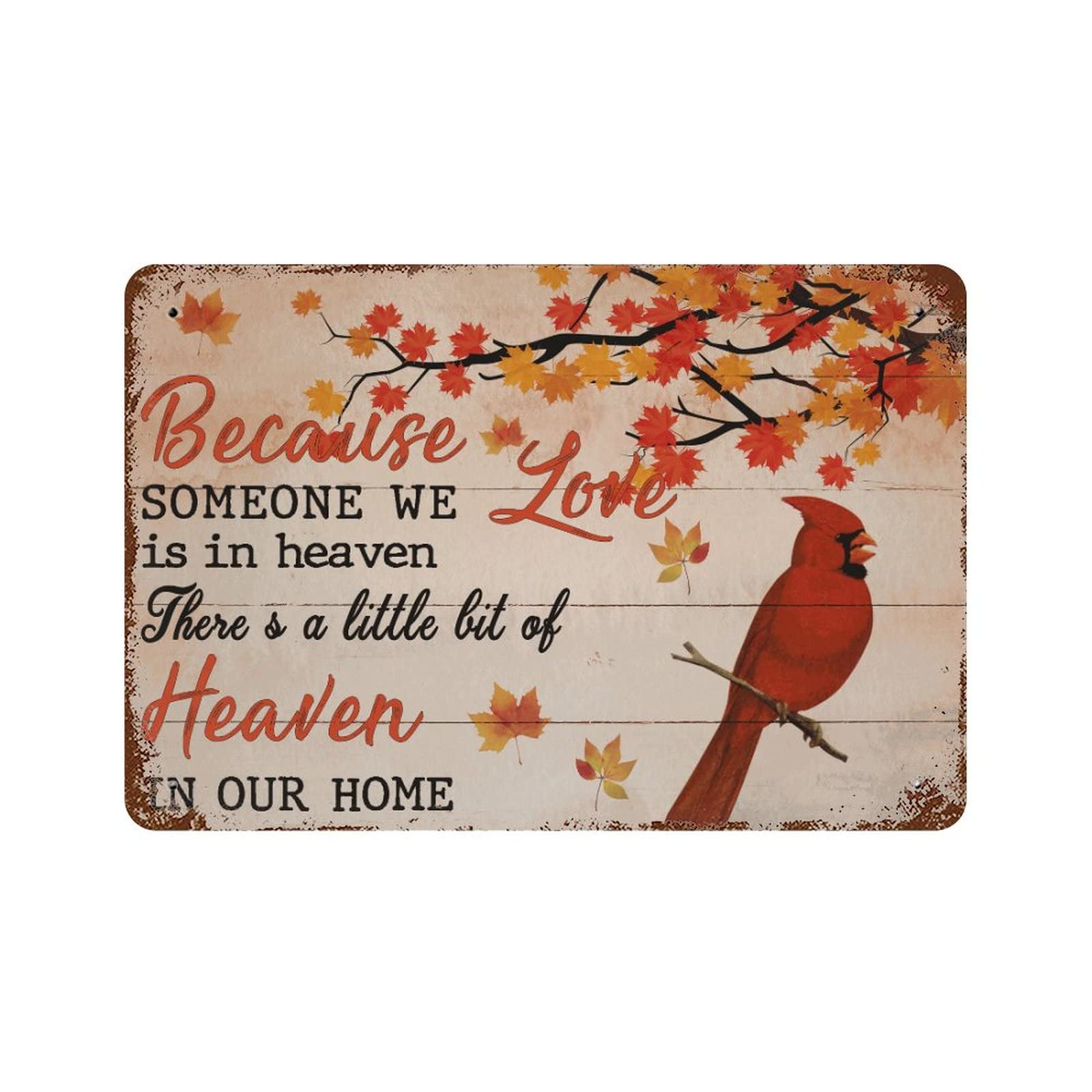 Plaque en métal cardinal de Noël pour honorer la mémoire de nos proches 30x45cm