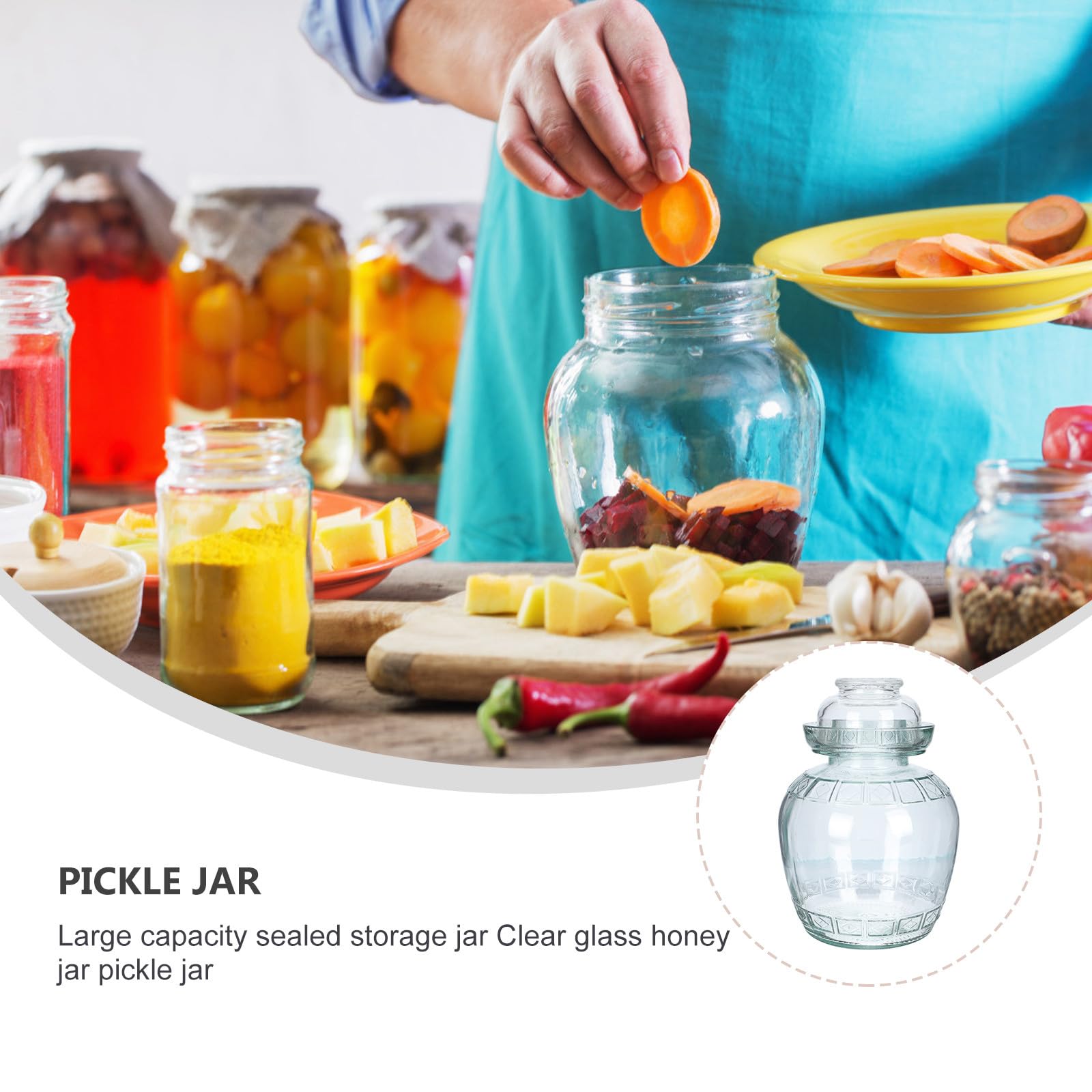 SHINEOFI Glasvorratsglas mit Lebensmittelsiegel 5 Kg Einlegeglas mit Dichtem Verschluss Transparentes Küchenaufbewahrungsgefäß für Gurken Trockenfutter und Snacks