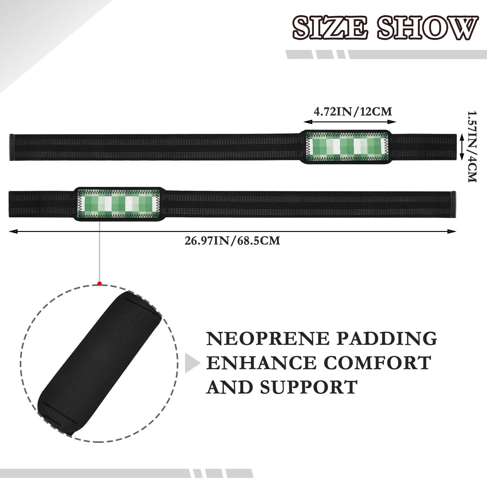 Nander Green Buffalo Grid Wrist Straps for Weightlifting,Lifting Straps with Neoprene Cushioned Wrist Padded and Anti-Skid Silicone for Strength Training,Bodybuilding,Deadlifting