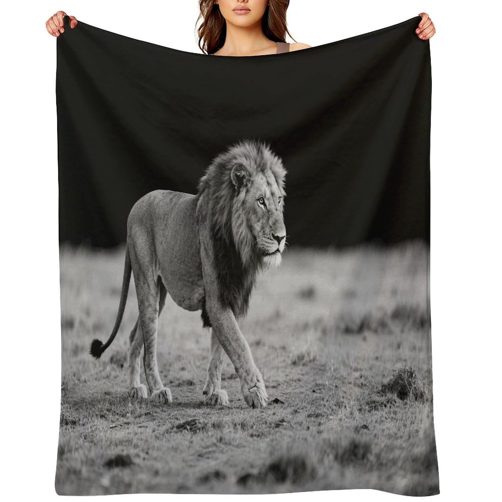 Wild Animal Lion Throw Blanket for Couch and Bed Super Soft Warm Lightweight Throw Blankets Cozy Fuzzy Flannel Blanket Personalized Decorative Blankets for Sofa Decor 30"x40"