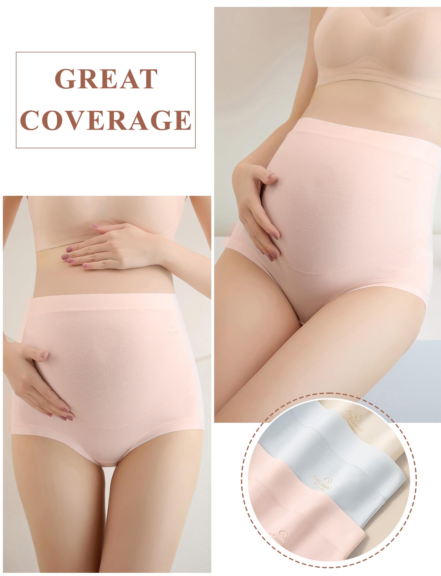 FEOYA Biancheria intima premaman a vita alta da donna, senza cuciture, traspirante, per gravidanza, sopra il pancione, per post-partum, confezione da 3